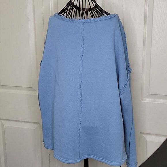 Anthropologie Oversized Blue Sweatshirt Size Small - Picture 4 of 4